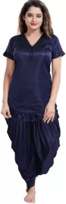 Jumri Doll Women Solid Blue Night Suit Set