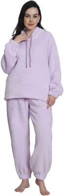 Secret Wish Women Solid Purple Top & Pyjama Set