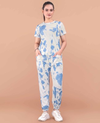 SAKARMAA Women Ombre/Dyed Light Blue Top & Pyjama Set