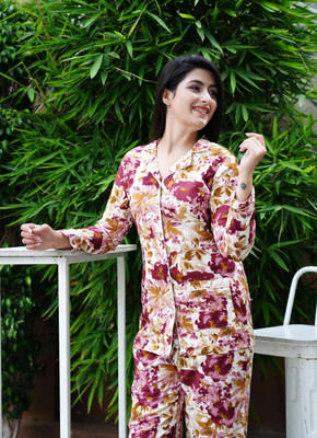 MintMarie Women Printed Multicolor Night Suit Set
