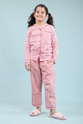 Tweeny Mini Girls Printed Red Night Suit Set