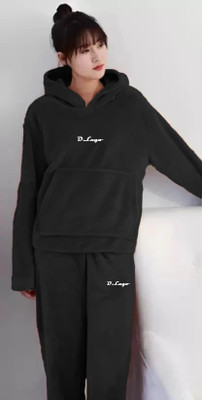 winkelstreet Women Solid Black Night Suit Set