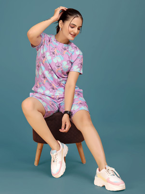 SAKARMAA Women Printed Multicolor Top & Shorts Set