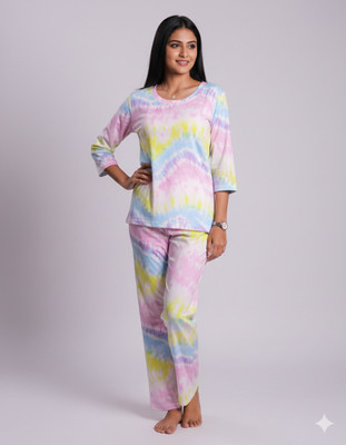 Mizan Trendz Women Ombre/Dyed Multicolor Top & Pyjama Set