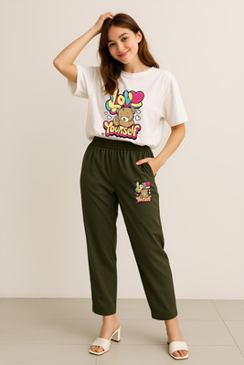 My Swag Women Printed Green Top & Pyjama Set