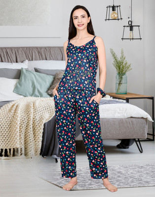Ansh Collection Women Printed Green Night Suit Set