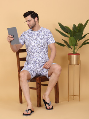 SWEET DREAMS Men Printed Multicolor Top & Shorts Set