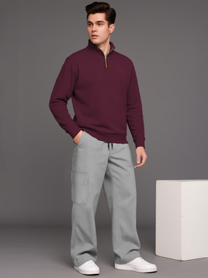TRIPR Men Solid Maroon Night Suit Set