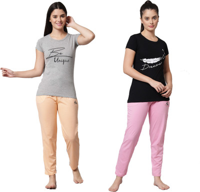 Trendy World Women Printed Multicolor Top & Pyjama Set