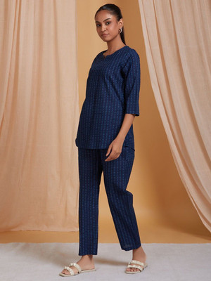 DreamBe Women Polka Print Blue Night Suit Set
