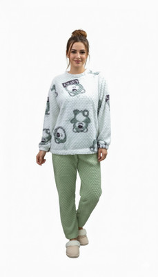 Belfry Women Animal Print Green Night Suit Set