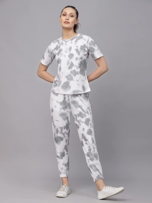 Hercill Women Printed Grey Night Suit Set