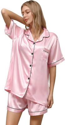 Vdc Creation Hub Women Self Design Pink Night Suit Set
