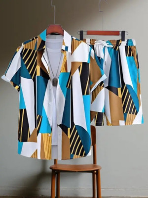 STITCHADO Men Printed Multicolor Night Suit Set