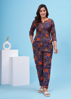 Dizon Women Printed Multicolor Top & Pyjama Set