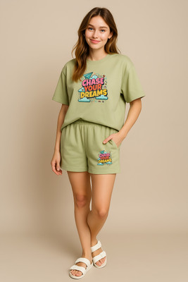My Swag Women Printed Light Green Night Suit Set
