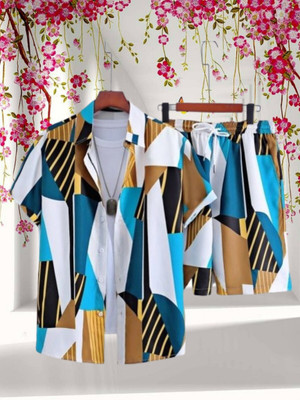 DHAMELIYA ENTERPRISE Men Colorblock Yellow Night Suit Set