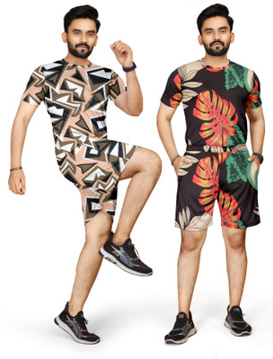 RIOCREATION Men Printed, Striped Multicolor Night Suit Set