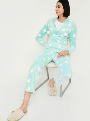 max Women Printed Light Blue Night Suit Set