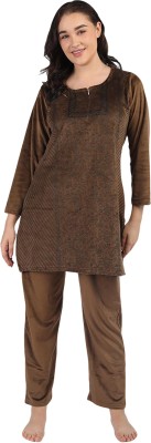 Duchess Women Printed Brown Night Suit Set