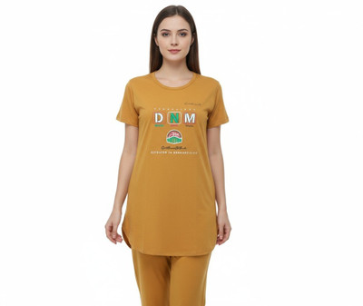 MEGHA FASHION Women Printed Yellow Night Suit Set