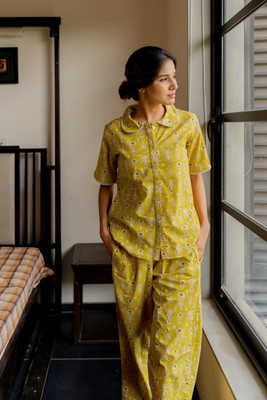 MIRCHI FASHION Women Floral Print Yellow Night Suit Set