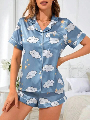 CTFASHION Girls Printed Blue Night Suit Set