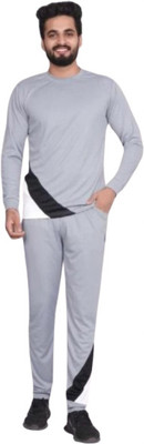 BINALCREATION Men Solid Grey Night Suit Set