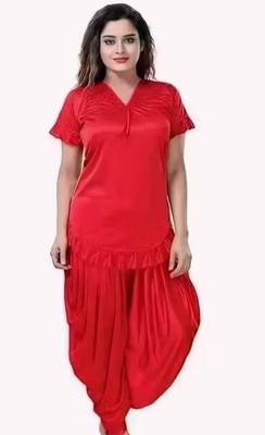 NityaFashion Women Solid Red Top & Pyjama Set