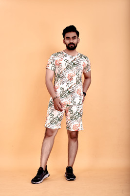 JILVA ENTERPRISE Men Printed Multicolor Top & Shorts Set