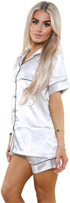 Vd hub Women Solid Grey Night Suit Set