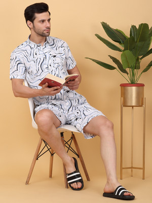 SWEET DREAMS Men Printed Multicolor Top & Shorts Set