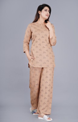 Rkwholsale Women Printed Brown Night Suit Set