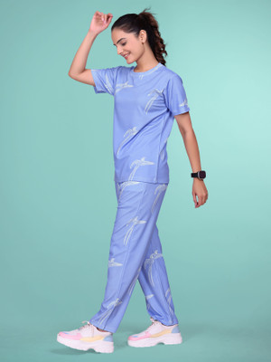 JK Creation Women Nightdress(Light Blue)