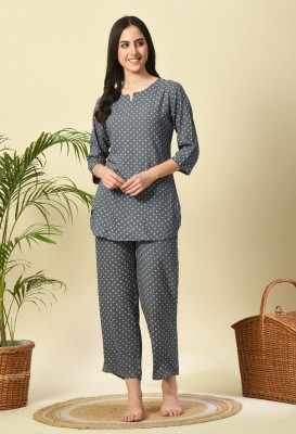 DreamBe Women Printed Grey Night Suit Set