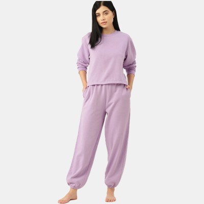 METRONAUT Women Printed Purple Top & Pyjama Set