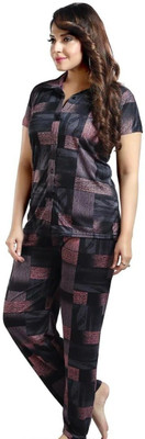 DIPESH CREATION Women Printed Maroon Night Suit Set