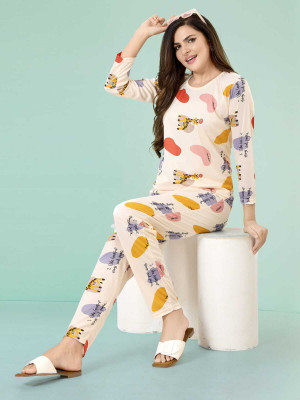 Trade Zone Women Animal Print Multicolor Night Suit Set