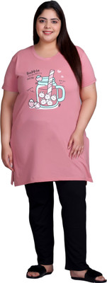 IN Love Women Printed Pink Night Suit Set