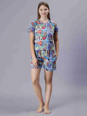 HouseOfCommon Women Printed Multicolor Night Suit Set