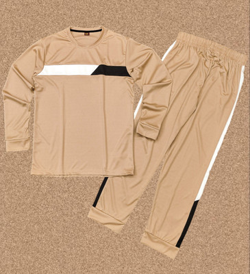 BajrangFashion Men Striped Beige Night Suit Set