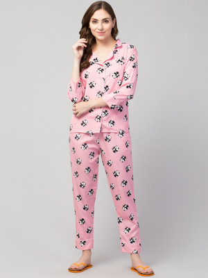 Stainland Men Printed Pink Shirt & Pyjama set