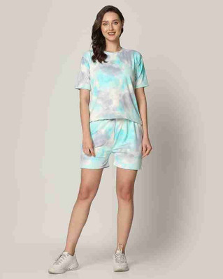 HouseOfCommon Women Printed Pink Night Suit Set