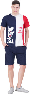 GOKUL FASHION Men Colorblock, Graphic Print Multicolor Top & Shorts Set