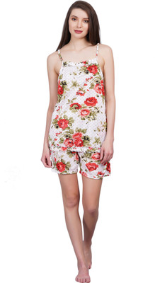 HouseOfCommon Women Floral Print Red Top & Shorts Set