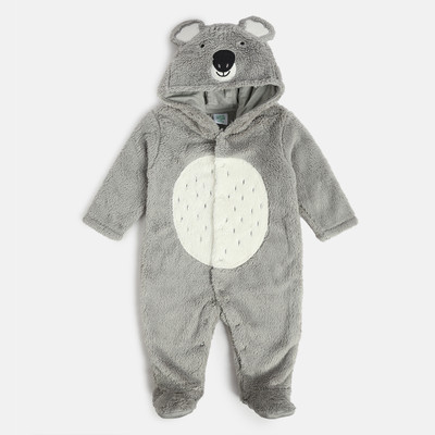 MINI KLUB Baby Boys & Baby Girls Solid Grey Night Suit Set