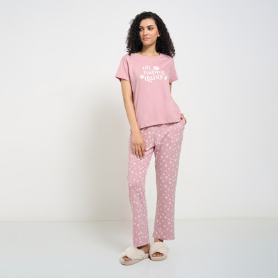 Dreamz by Pantaloons Women Printed Pink Night Suit Set
