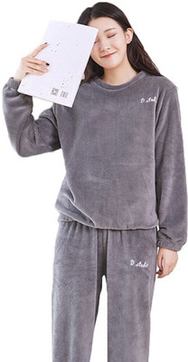 NANOEDGE COLLECTION Women Solid Grey Night Suit Set