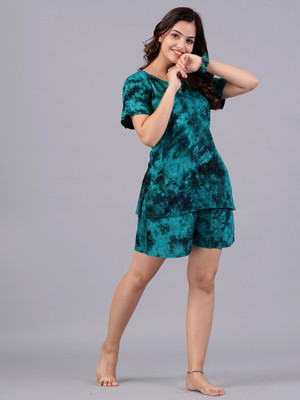 Bachuu Women Printed Green Night Suit Set