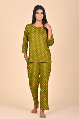rashmi shree creation Women Printed Green Night Suit Set